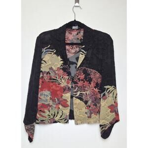 Citron Santa Monica Black Chiffon Asian Silk Blend Jacket Size Small Womens